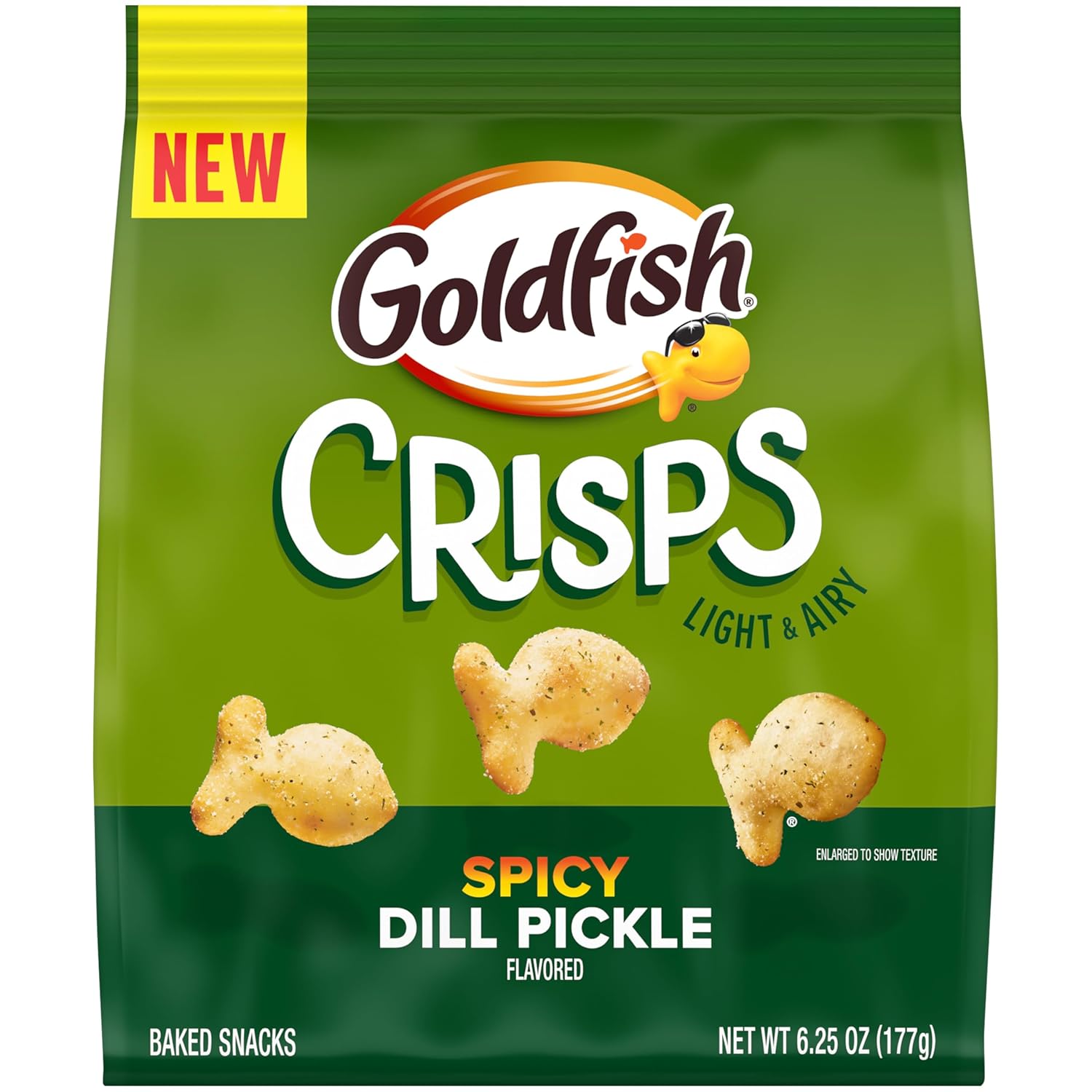  Goldfish Crisps Spicy Dill Pickle Flavored Baked Chip Crackers, 6.25 Oz Bag